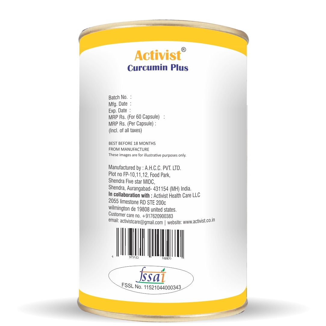 Activist Curcumin Plus 60 Capsules - Shelf Life: 18 Months