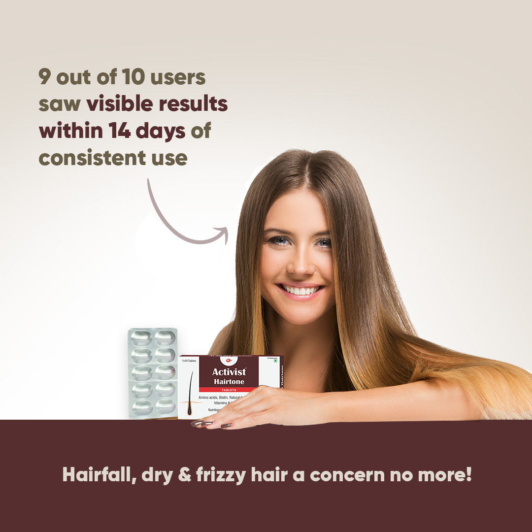 Activist Hairtone Tablets - Ingredients: Amino Acids | Biotin | Soya Protein Hydrolysate | Soy Isoflavone | Vitamin (C