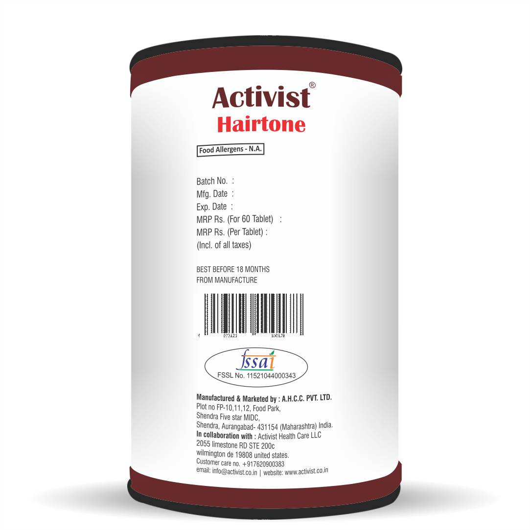 Activist Hairtone 60 Tablets - Ingredients: Amino Acids | Biotin | Soya Protein Hydrolysate | Soy Isoflavone | Vitamin (C