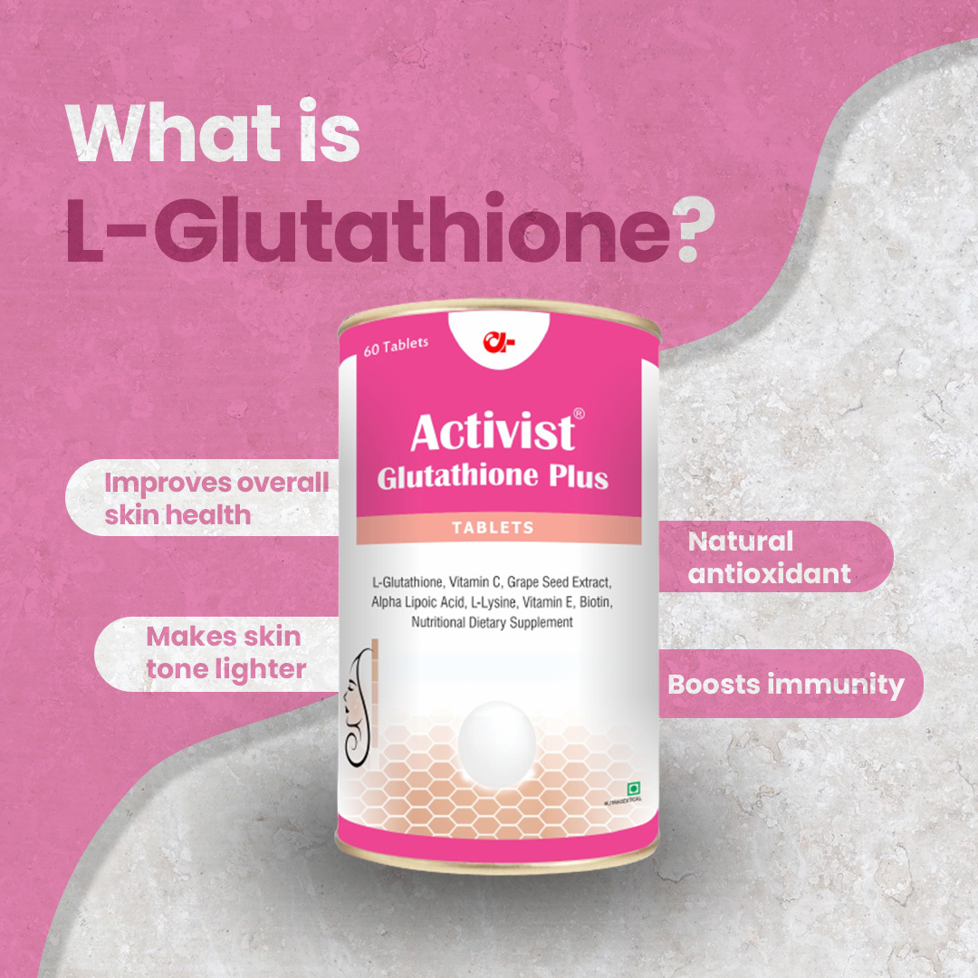 Activist Glutathione Plus 60 Tablets - Ingredients: L-glutathione | Vitamin C | Grape Seed Extract | Alpha Lipoic Acid | L-lysine | Vitamin E | Biotin