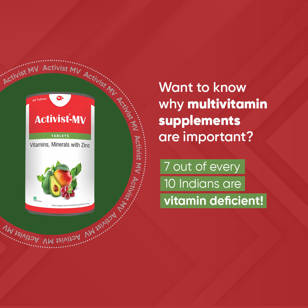 Activist Mv Multivitamins 60 Tablets - Ingredients: Biotin | Vitamin E & Vitamin C | Calcium | Magnesium | Vitamin K | Vitamin D | Calcium Carbonate | Magnesium Oxide | Phosphorus | Vitamin B1