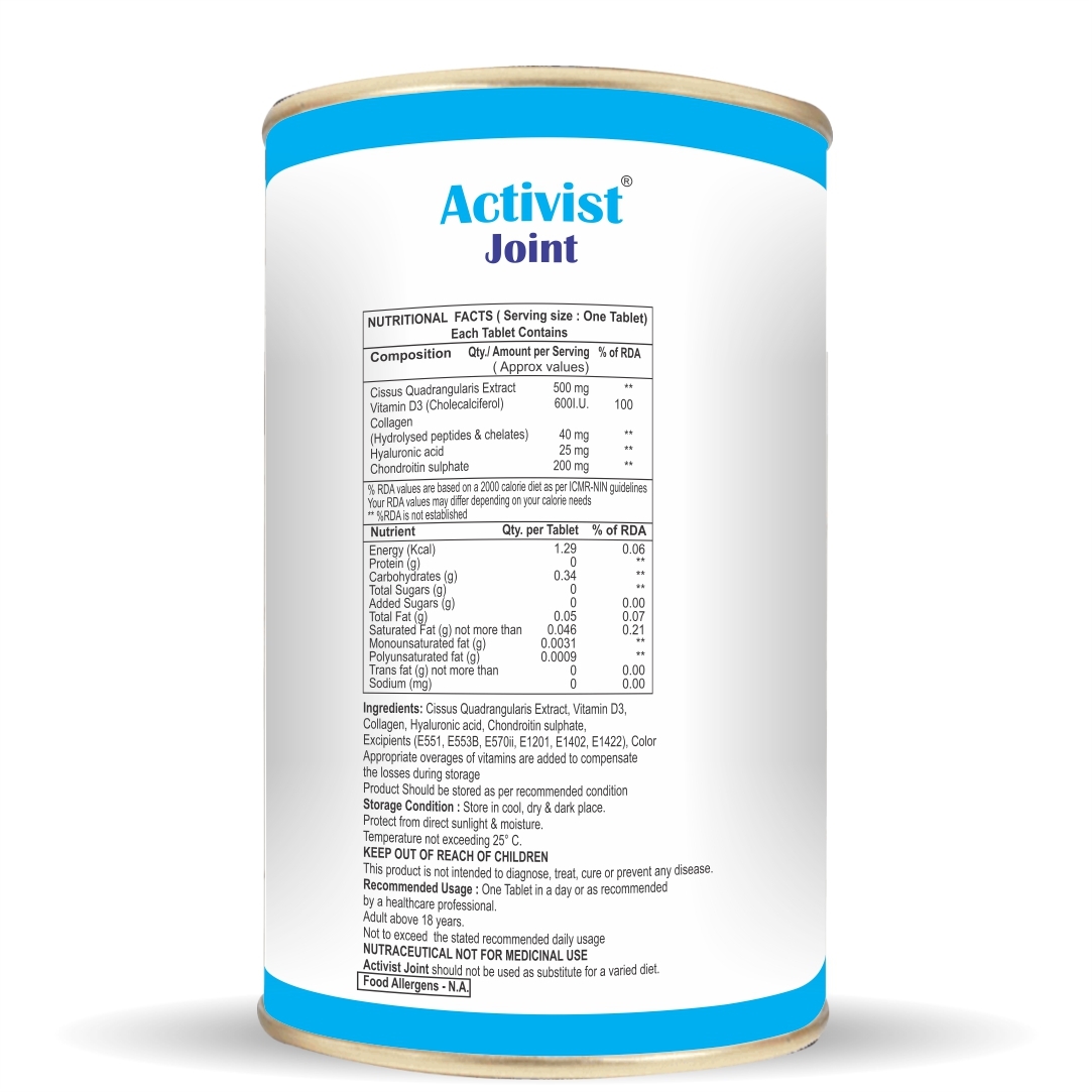 Activist Joint With Cissus Quadrangularis 60 Tablets - Shelf Life: 18 Months