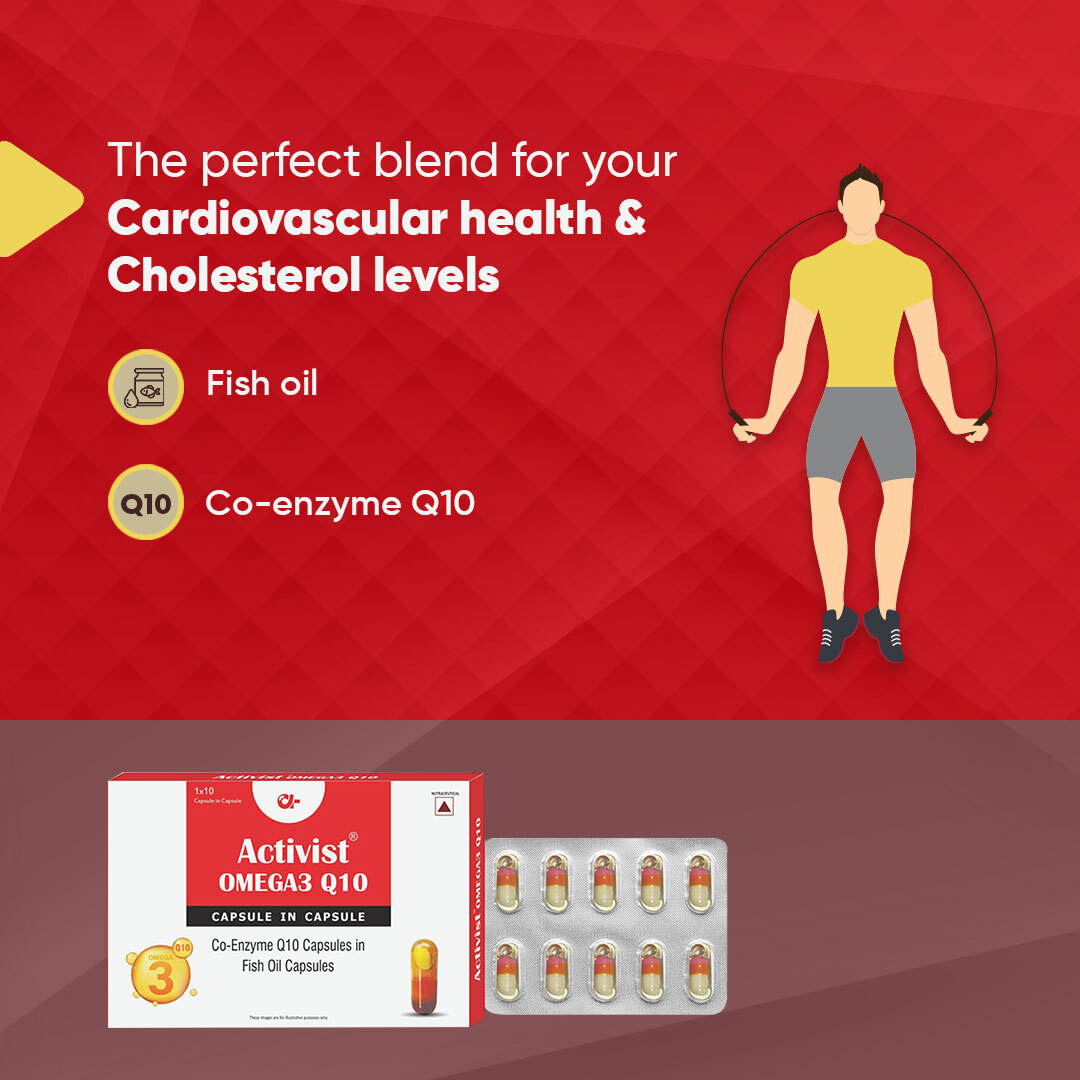 Activist Omega3 Q10 - 60 Liquid Capsules | Heart Health Support, Cholesterol Maintenance, Enhanced Blood Circulation, Plaque Prevention, Co-enzyme Q10 Infusion