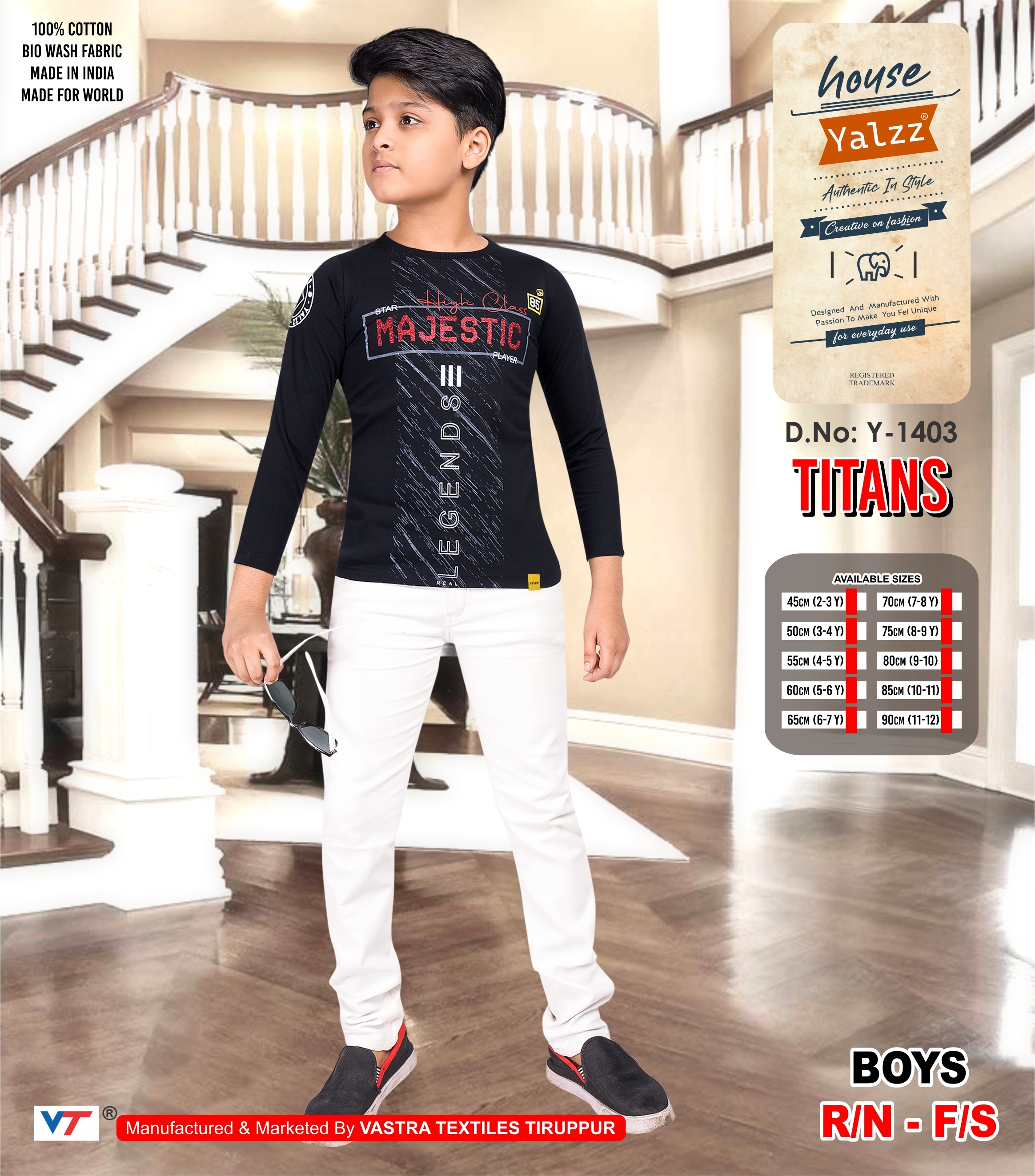 Kids Full Sleeves T Shirts - 100% Cotton, Yellow Color | Gender: Boy, Warranty Included