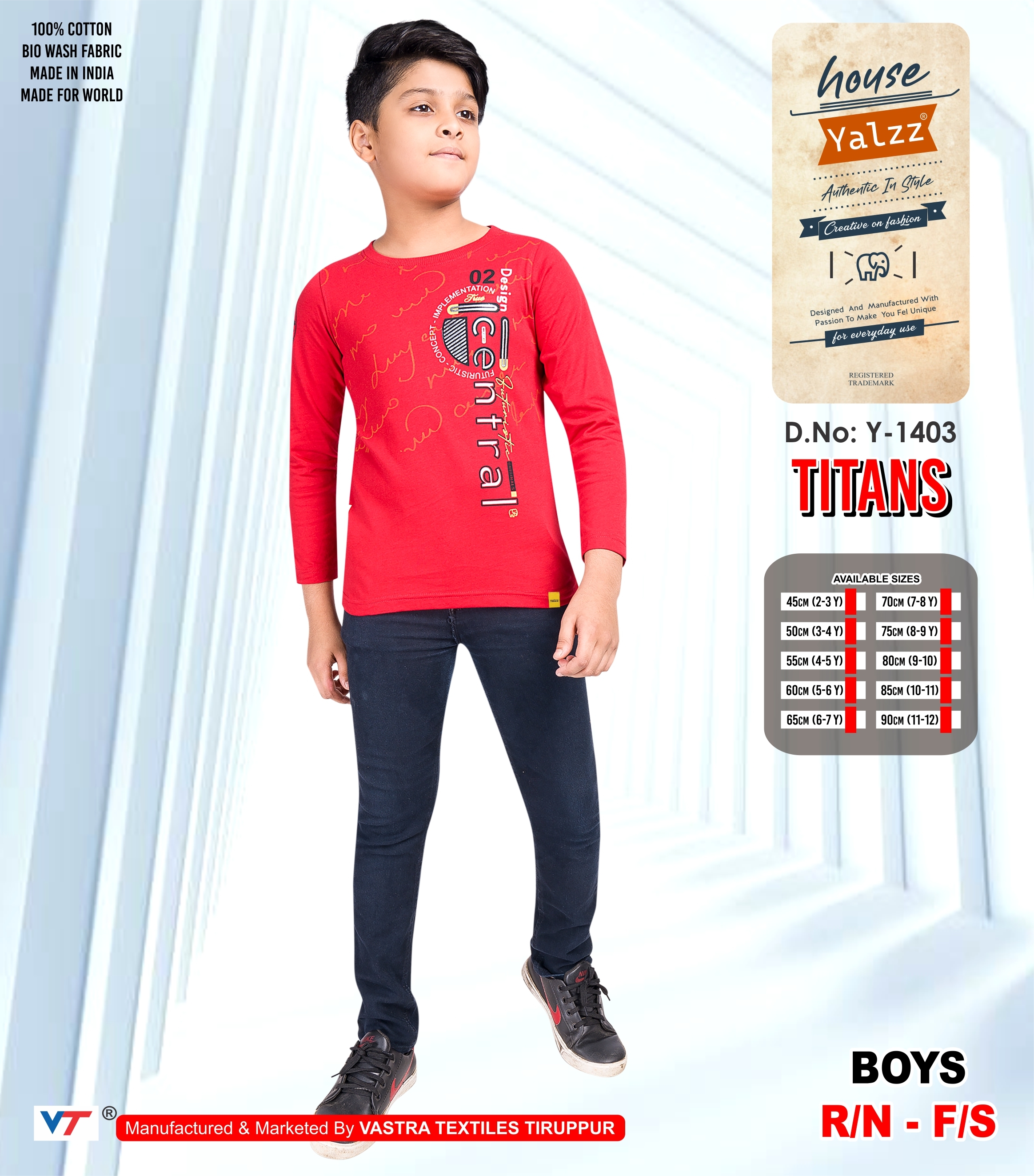 Kids Full Sleeves T Shirts - 100% Cotton, Yellow Color | Gender: Boy, Warranty Included