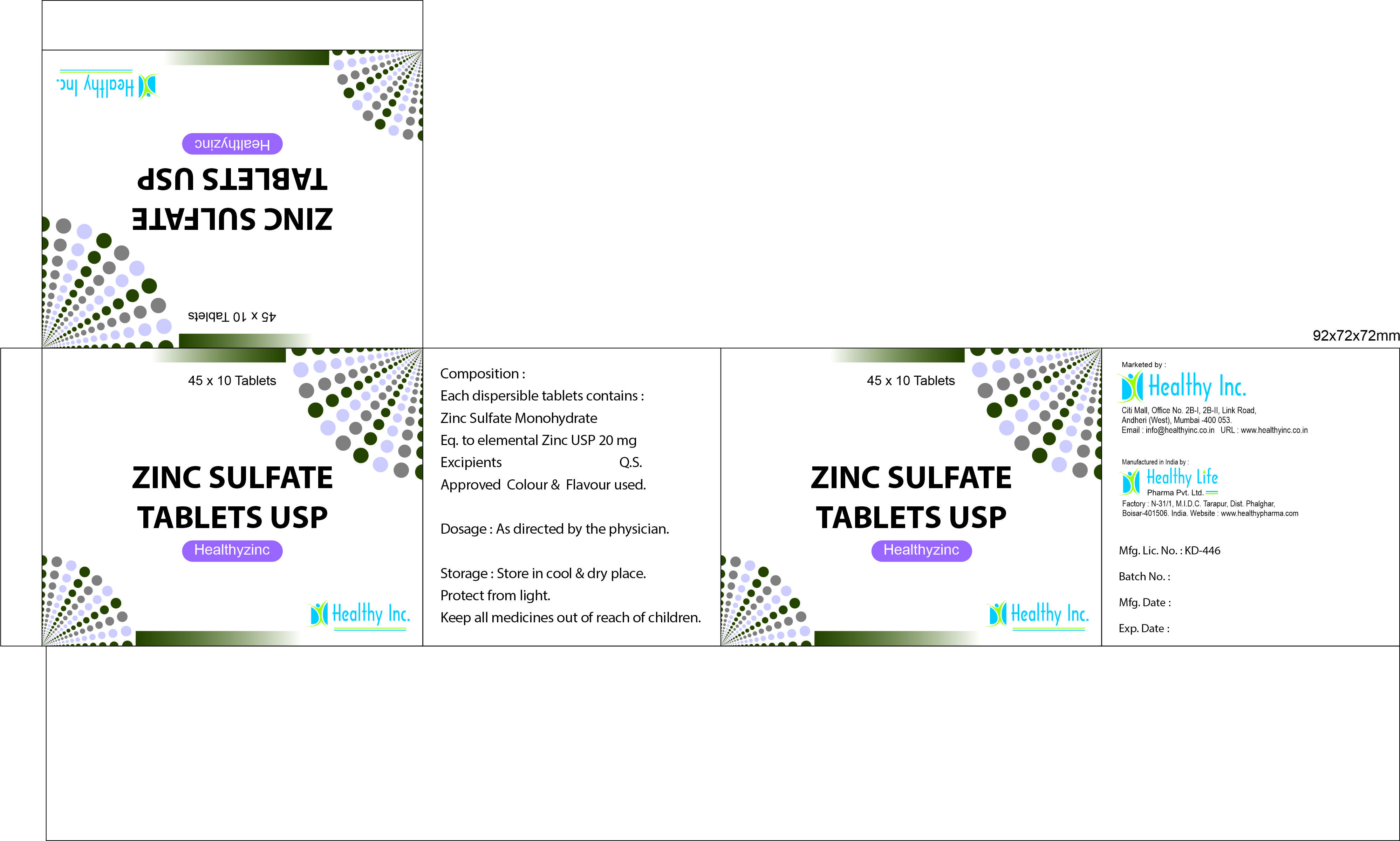 50mg Zinc Sulphate Tablets