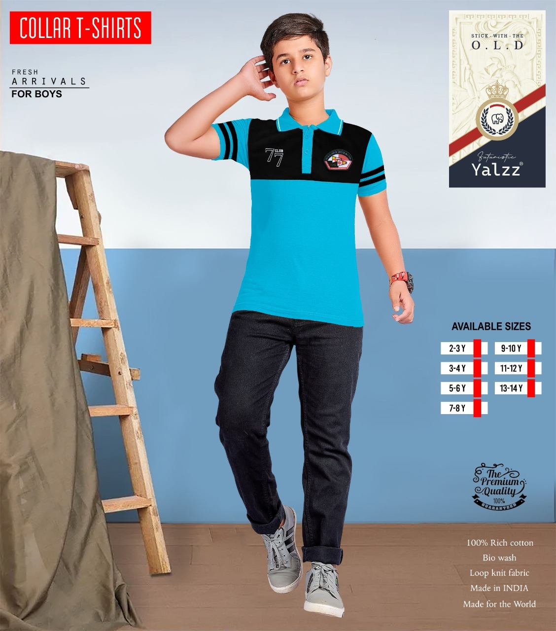 Kids Polo T Shirts - 100% Cotton, Size S, Blue | Ideal For Boys, Soft Fabric For Comfort And Everyday Wear