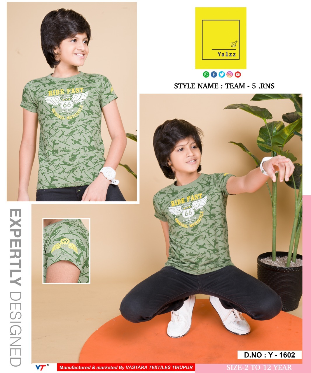Kids Round Neck T Shirt - 100% Cotton, Size S, Red | Perfect For Boys, Warranty Included 