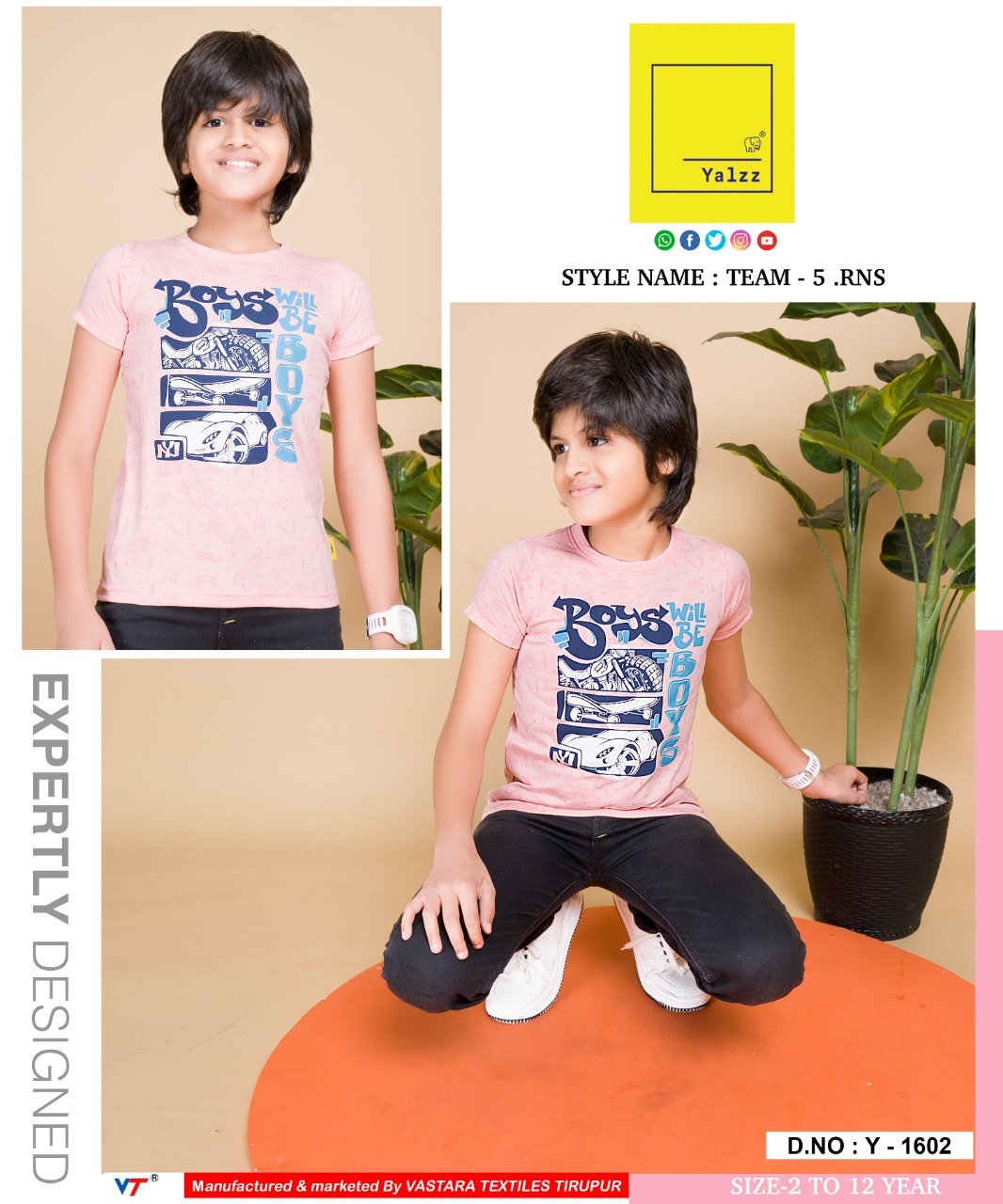 Kids Round Neck T Shirt - 100% Cotton, Size S, Red | Perfect For Boys, Warranty Included 