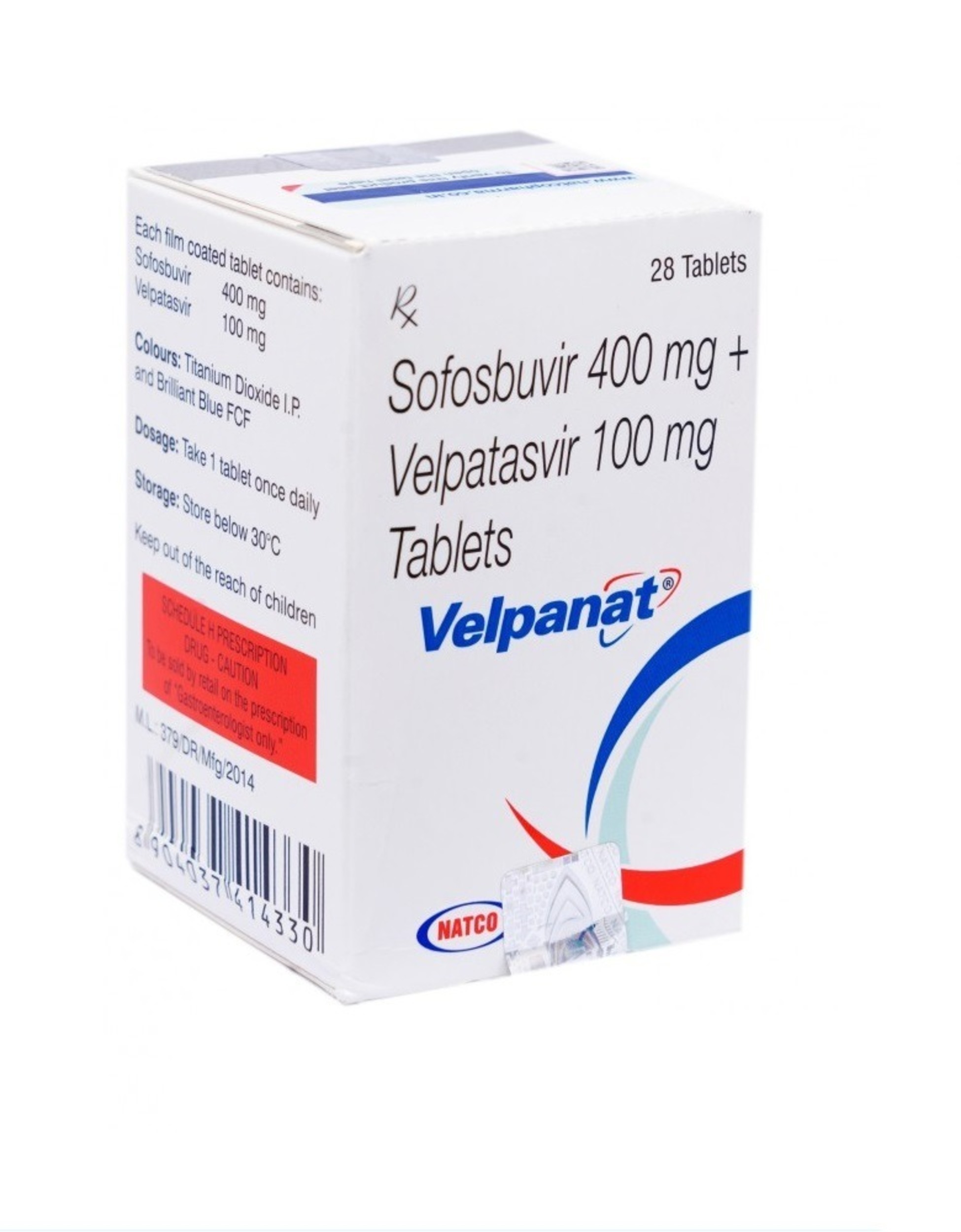 Velpanat Tablets - Velpatasvir 100 Mg / Sofosbuvir 400 Mg | Anti-viral, 28 Tablets Per Pack, Prescription Required, Store Below 30â°c