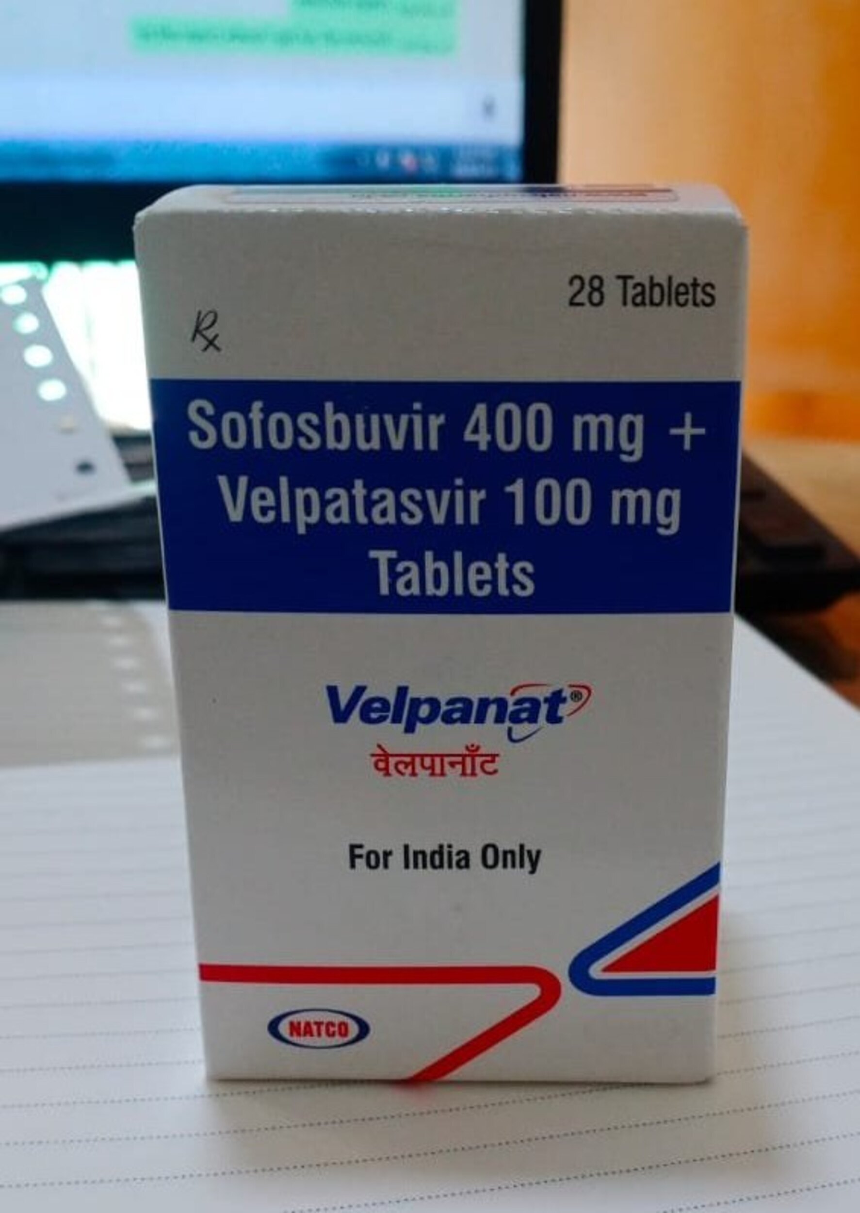 Velpanat Tablets - Velpatasvir 100 Mg / Sofosbuvir 400 Mg | Anti-viral, 28 Tablets Per Pack, Prescription Required, Store Below 30â°c