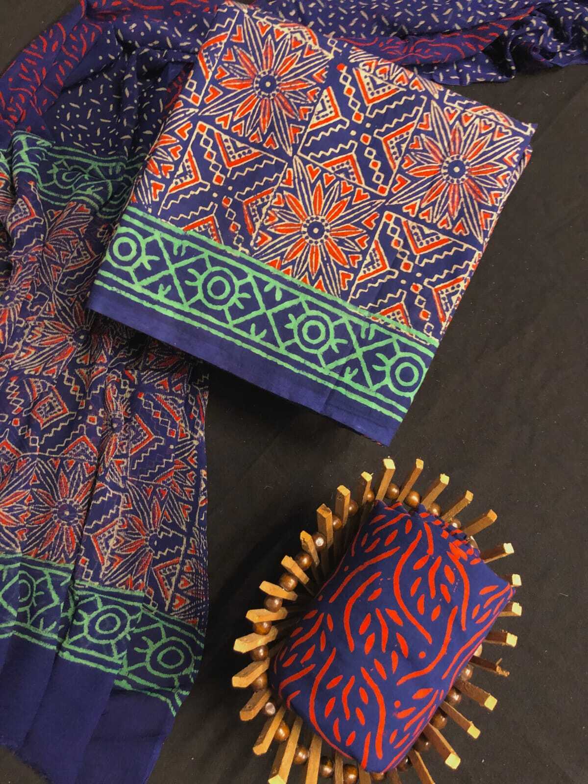 Unsticthed Block Print Suit Material