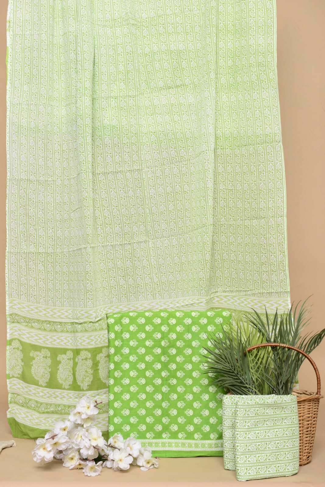 Hand Print Suits With Cotton Dupatta