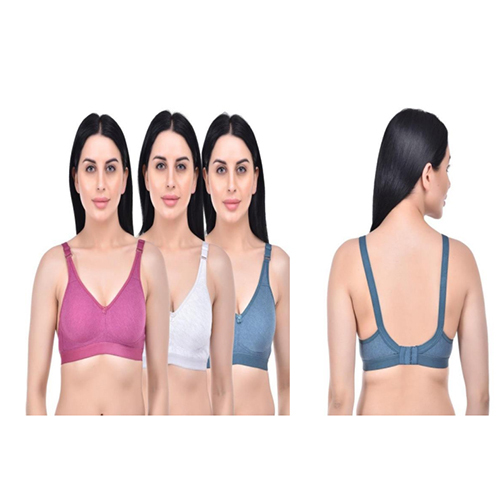 मल्टीकलर 3 हुक नॉन पैडेड ब्रा