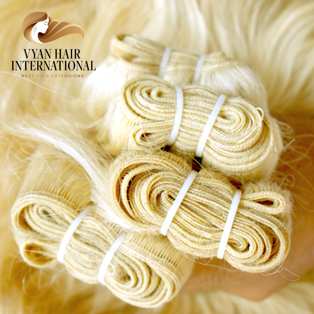 Cheap Weft Hair Extension 613 Blonde Natural Wave Remy 100% Human Hair Clip In Extensions Supplier