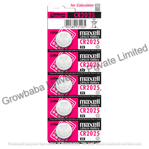 Maxell Cr2025 3volt Lithium Coin Cell Battery - 2.5g Weight, 3volt Nominal Voltage | Reliable Power Source For Electronic Devices