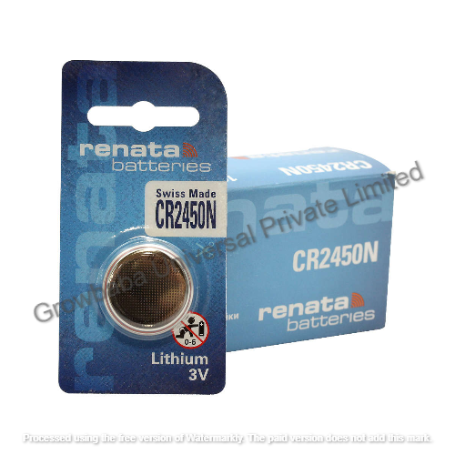 Renata Cr2450n 3volt Lithium Coin Cell Battery - 3 Volt Nominal Voltage, 5.9g Weight | Reliable Power Source For Various Electronic Devices