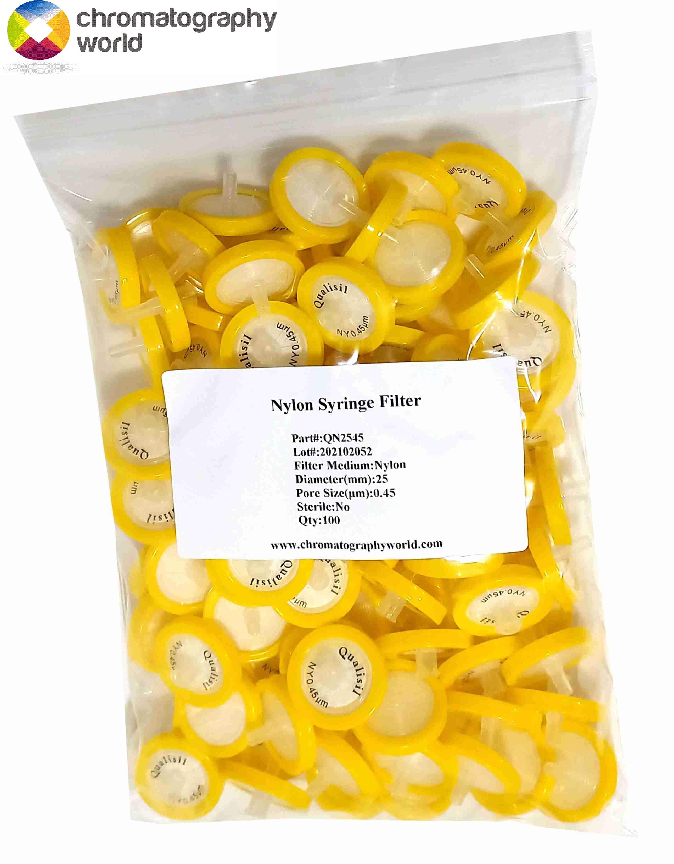 Yellow Nylon Syringe Filters 0.45um - Qualisil