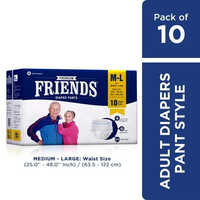  Friends प्रीमियम एडल्ट डायपर पैंट मध्यम कमर 25-48 इंच 10s पैक 