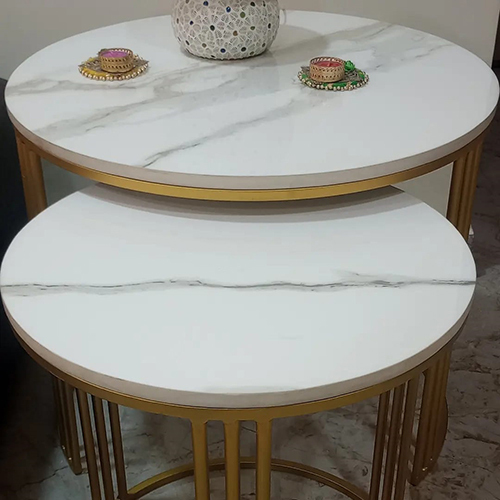 हैंडमेड मार्बल राउंड नेस्टिंग कॉफ़ी एंड साइड सेंटर टेबल