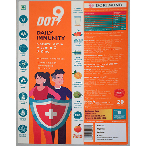 Multicolour Multivitamin Tablet Bottle Label