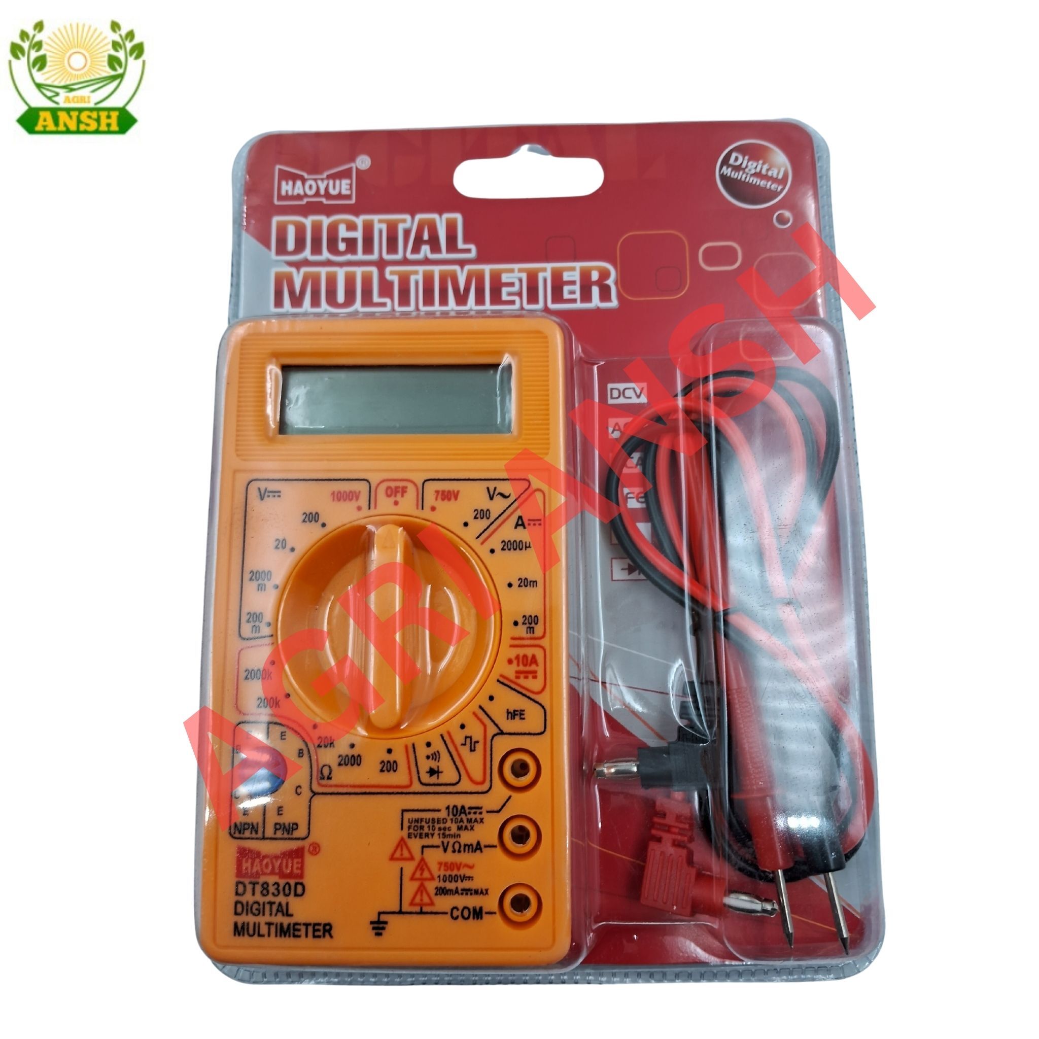 Dt830d Digital Multi-meter - 3.5 Digit Lcd Display, Eco-friendly Yellow Design, 5 Functions With 19 Ranges For Industrial And Commercial Use