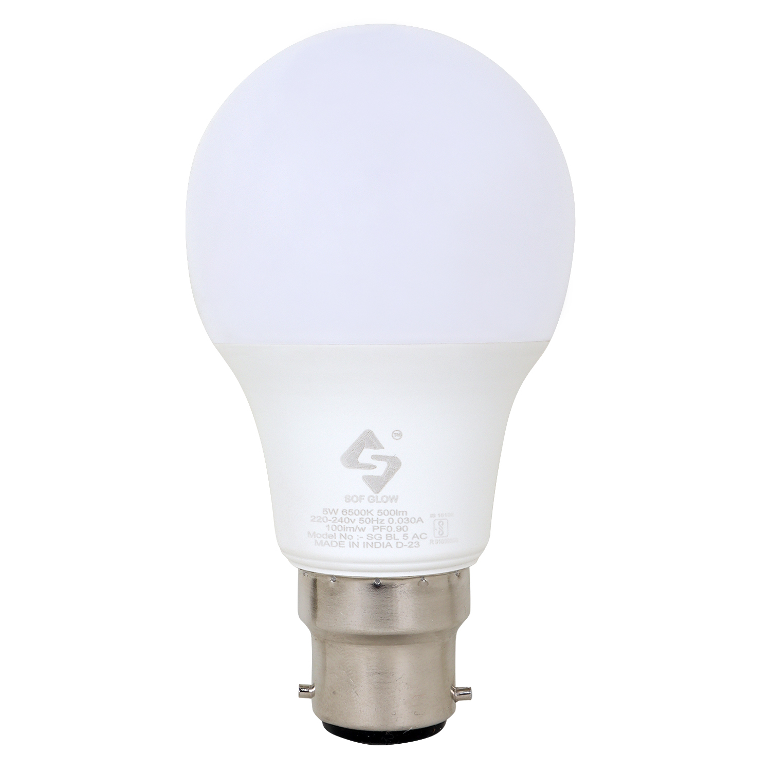 9w Led Bulb - Aluminum, 60mm Housing, Cool White, Input Voltage: 220v, Luminous Flux: 500lm | Power: 5w, Weight: 50g, Warranty: 1 Year