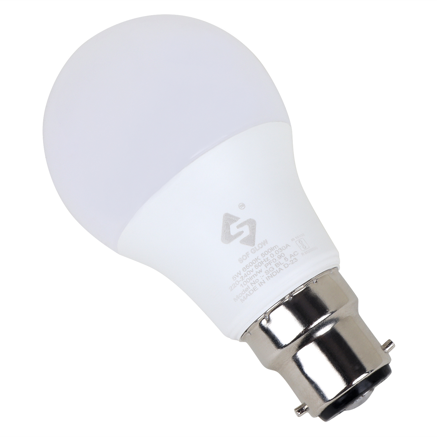 9w Led Bulb - Aluminum, 60mm Housing, Cool White, Input Voltage: 220v, Luminous Flux: 500lm | Power: 5w, Weight: 50g, Warranty: 1 Year