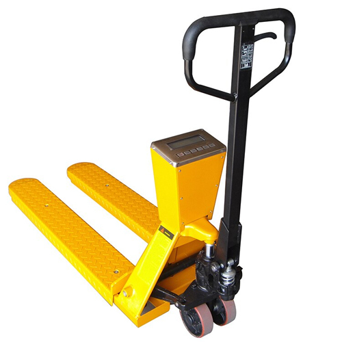 Weighing Scale Pallet Truck - New Model, Yellow-black Color, Manual Power Source | Durable, Easy To Operate, Strong, High Quality & Durable, 12 Months Warranty