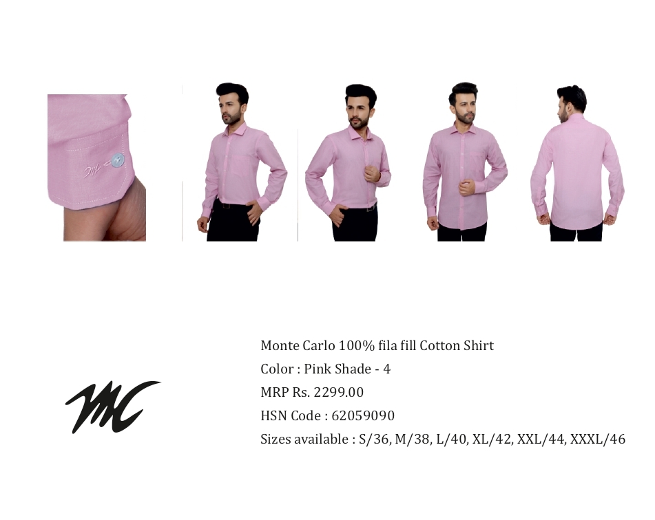 Monte Carlo Cotton Shirts - Collar Style: Straight