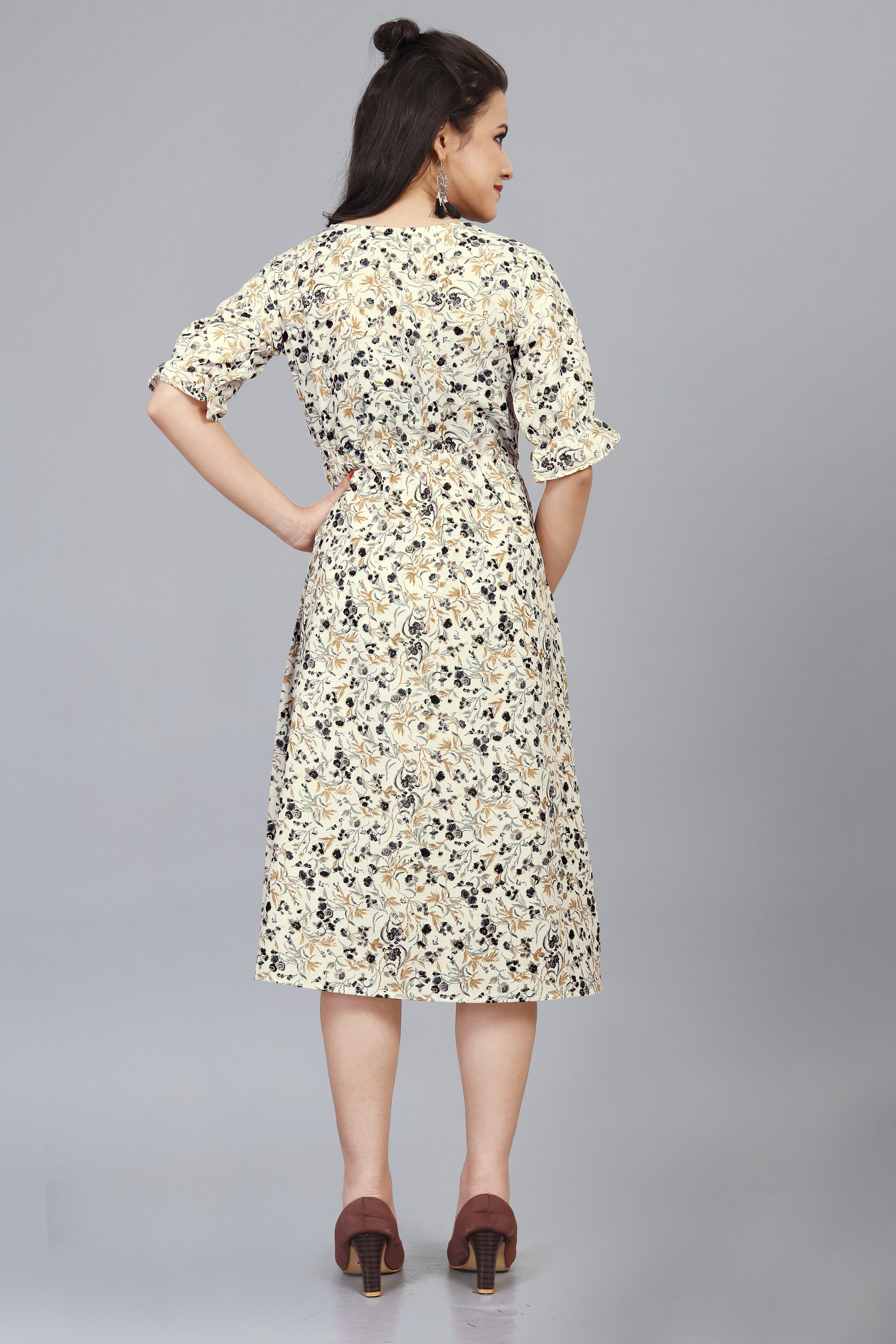 Western Wear Kurti - Soft Cotton Blend, Relaxed Fit, Elegant Floral Print Design