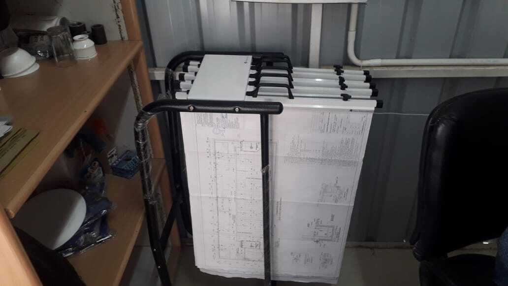Drawing Hanger Trolley - Aluminium, A0 Size, White Color | Includes 1 Trolley, 10 Hangers, Up To 1000 Drawings Capacity