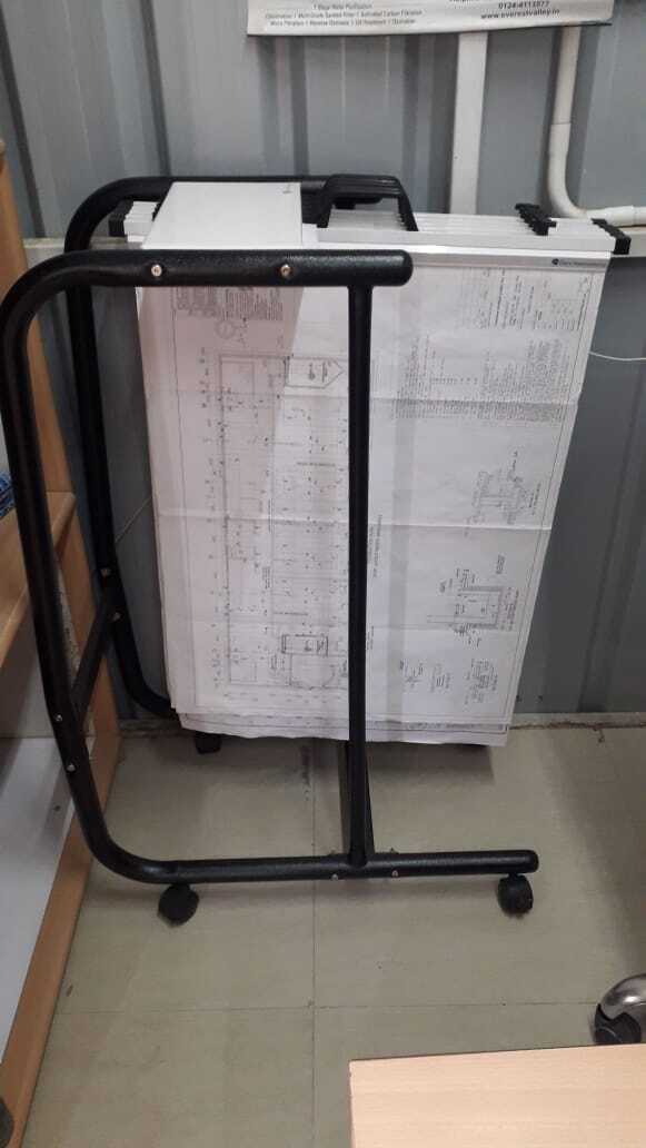 Drawing Hanger Trolley - Aluminium, A0 Size, White Color | Includes 1 Trolley, 10 Hangers, Up To 1000 Drawings Capacity