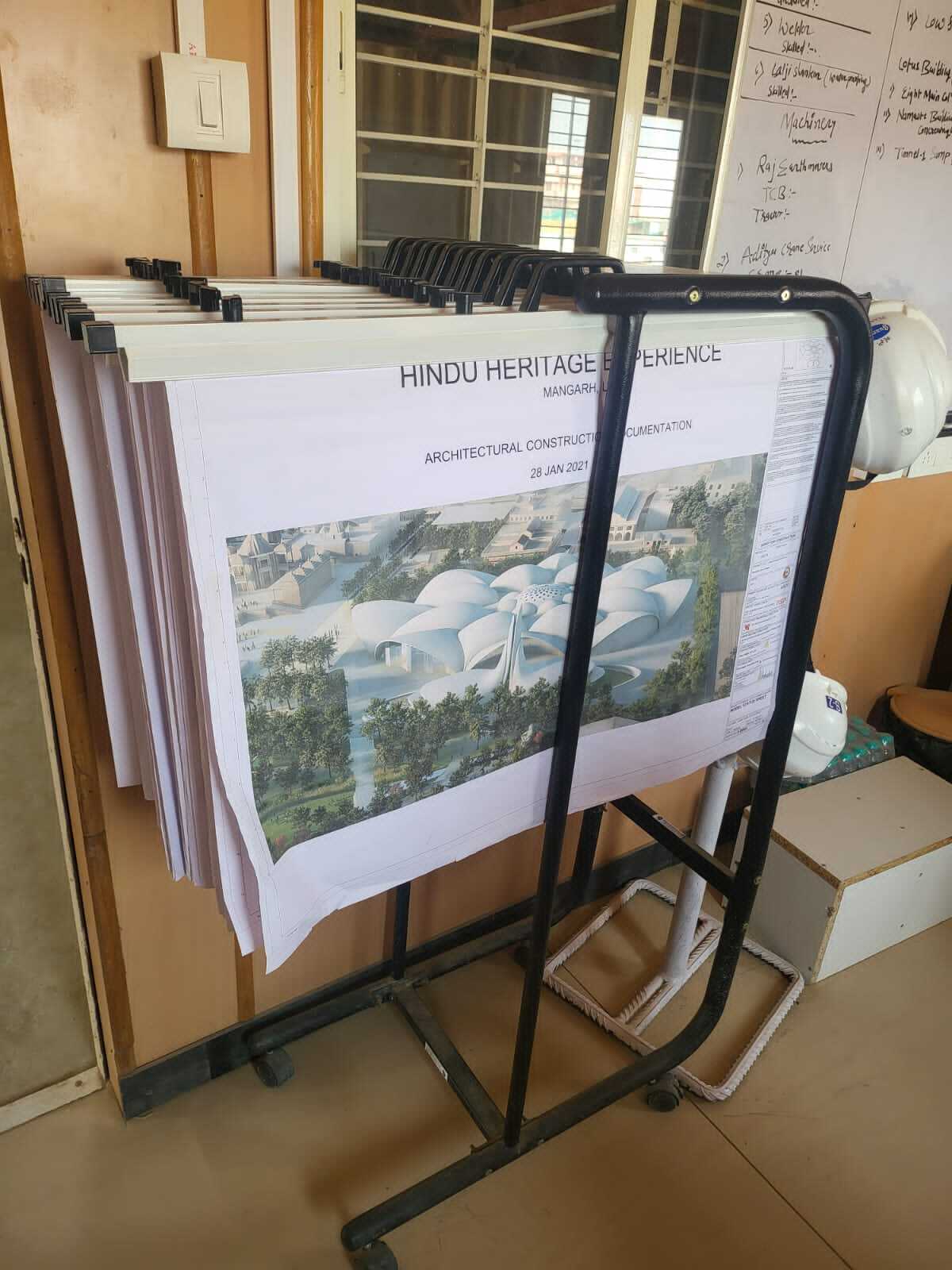 Drawing Hanger Trolley - Aluminium, A0 Size, White Color | Includes 1 Trolley, 10 Hangers, Up To 1000 Drawings Capacity
