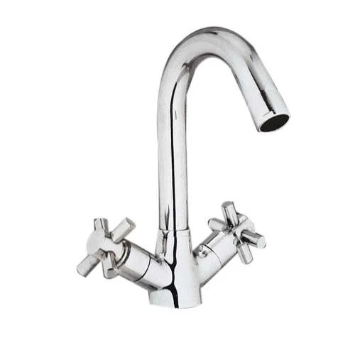 Center Hole Swan Neck Basin Mixer - Color: Silver