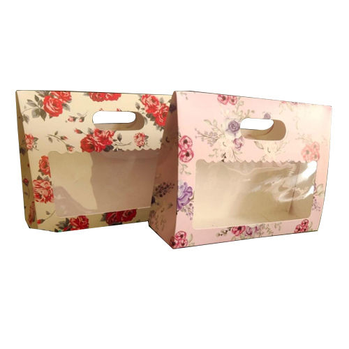 Paper Window Cup Cake Box 2 Pcs With Handle