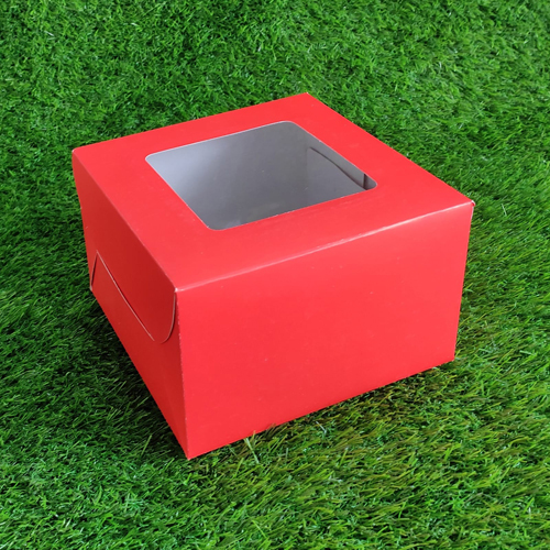 Window Cake Box - High-quality Paper, 10x10x10 Inches, Red Color - Eye-catching Display, Lightweight Transport, Perfect For Bakeries And Gifting Cakes