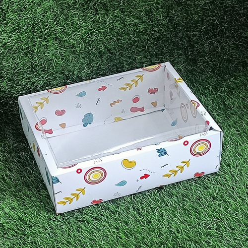 Dry Cake Box - 10 X 8 X 3 Inches | Durable Paper Material, Glossy Lamination Finish, Secure Lid For Safe Transport