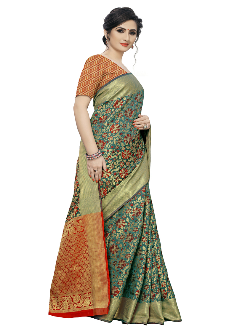 Patola Style Saree - Color: Green
