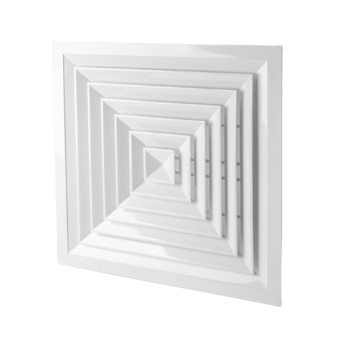 Square Diffuser - High-quality Aluminum, Size Options 150x150 To 600x600 Mm | Wall-mount Design, Adjustable Air Louvers, Built-in Drain Pan