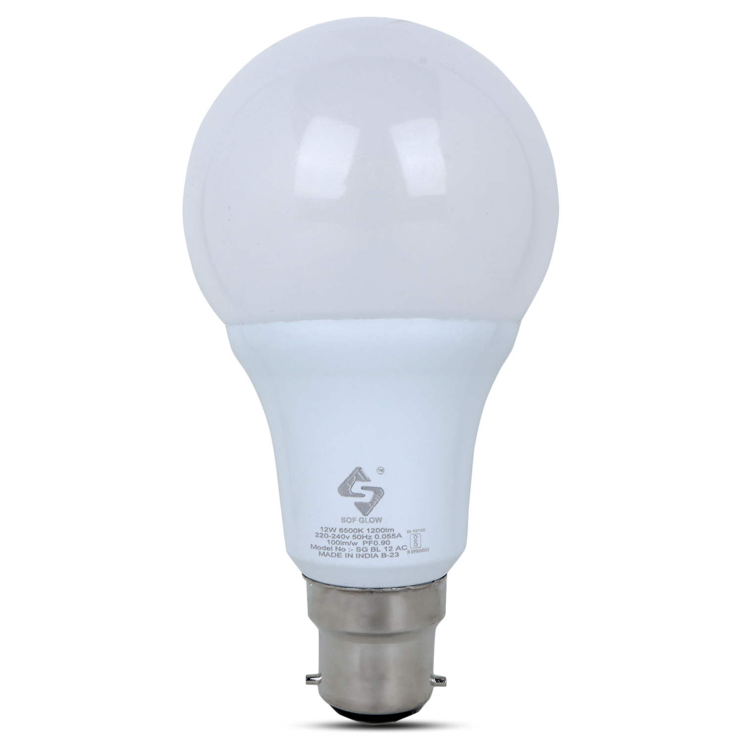 Eco Series - 12w Led Bulb, Aluminum Body, Round Design, Cool White Color, 1200 Luminous Flux, 220v Input Voltage, 50hz Frequency, One Year Warranty