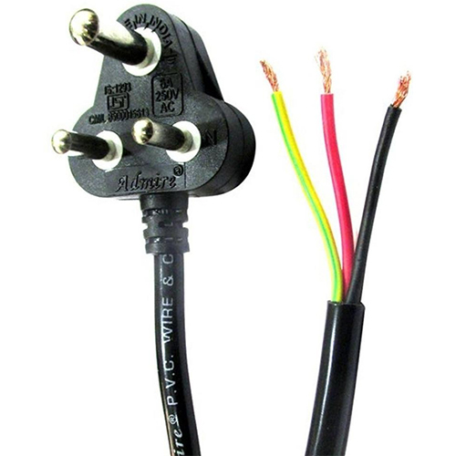 Black 3 Pin Mains Power Cord 2 Yard And 3 Yard