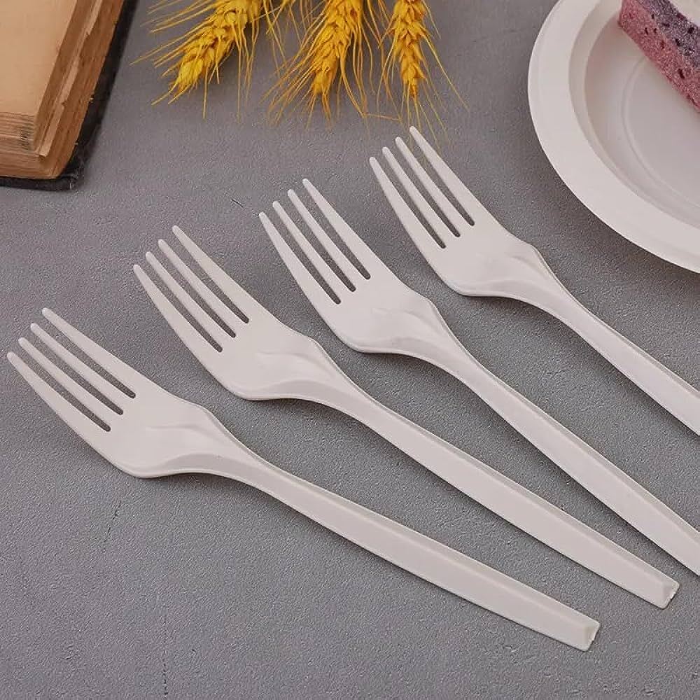 7 Inch Fork Cornstarch - Cornstarch, 7 Inches, White | Eco-friendly, Biodegradable, Heat-resistant, Durable Cutlery For Various Settings