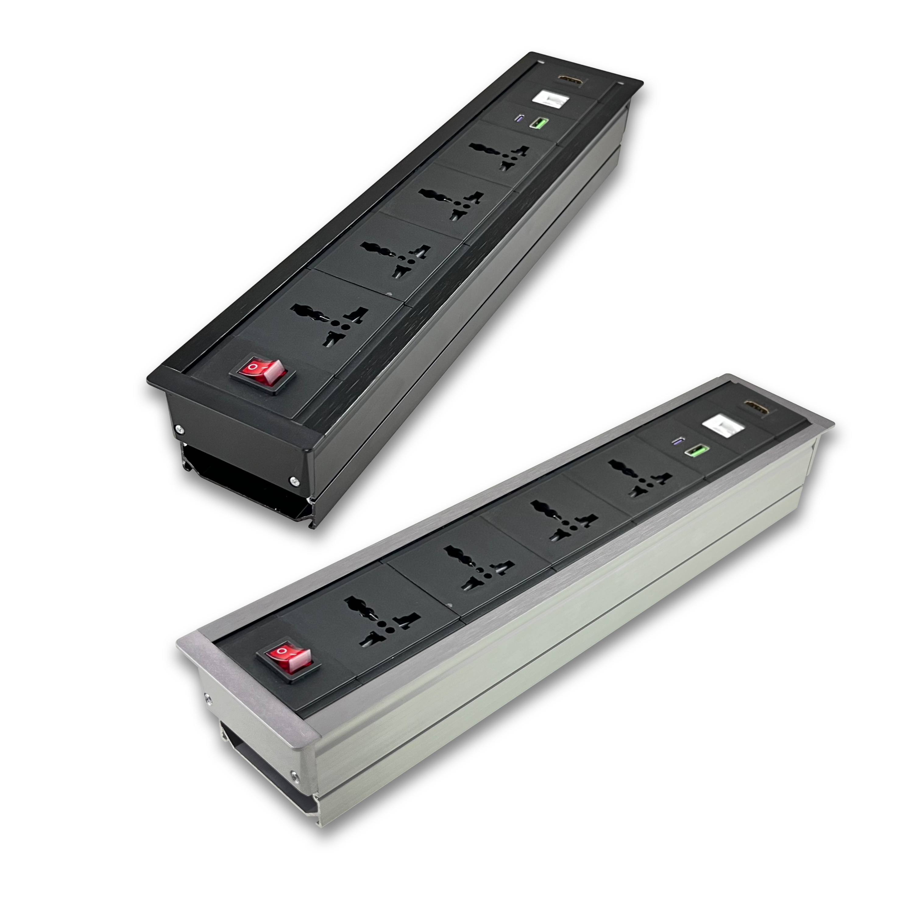 Surface Mount Pdu 6 To13 Amp Universal Socket With Hdmi And Rj45 Port Usb Type C 30w Pd Charging Port