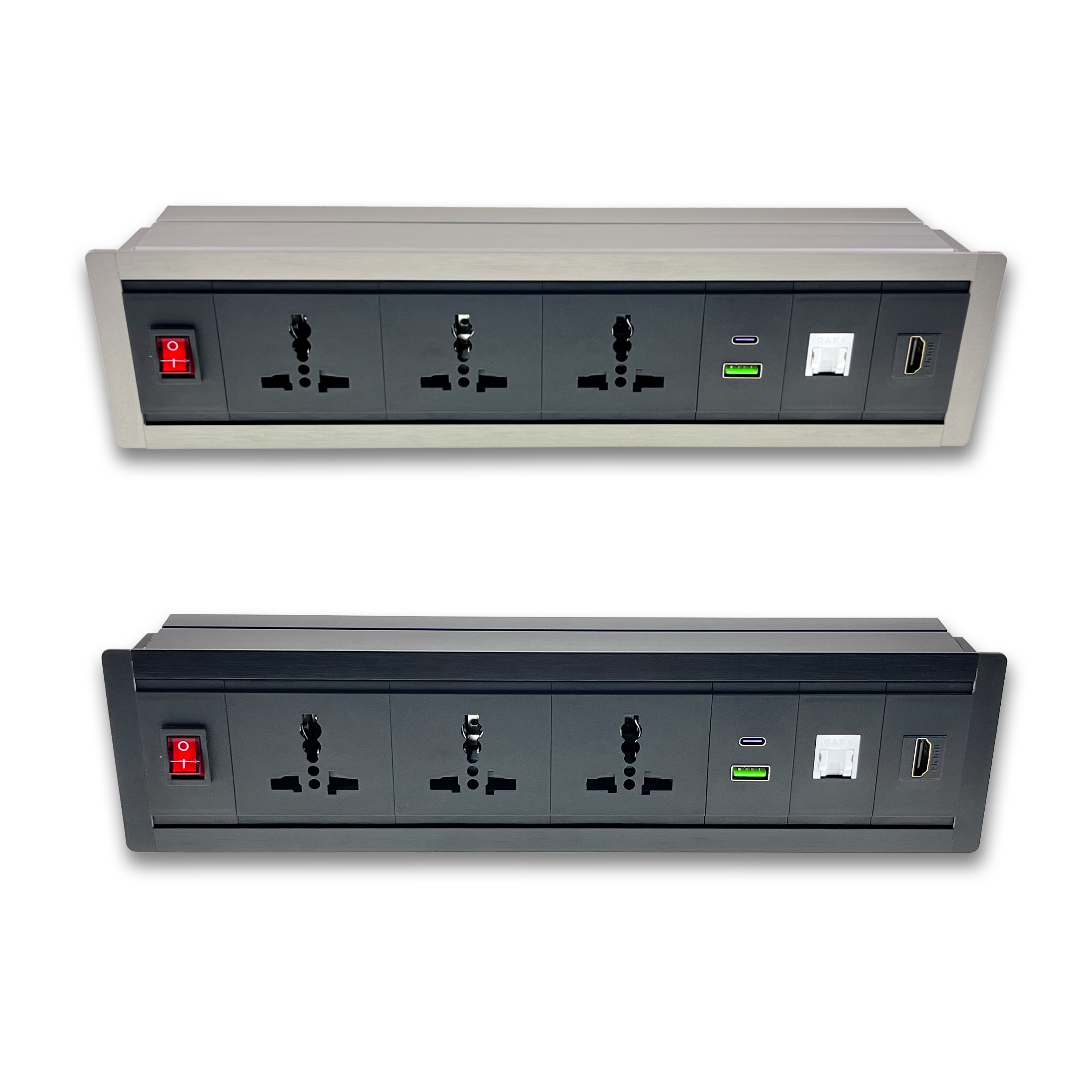 Surface Mount Pdu 6 To13 Amp Universal Socket With Hdmi And Rj45 Port Usb Type C 30w Pd Charging Port