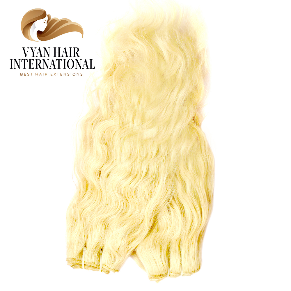 Remy Double Drawn Blonde Tangle Free Hair Extension - Human Hair Type: Indian