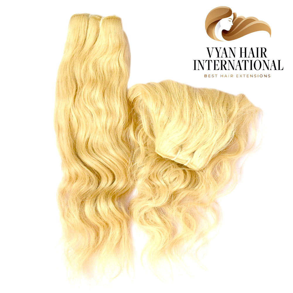 Remy Double Drawn Blonde Tangle Free Hair Extension - Human Hair Type: Indian