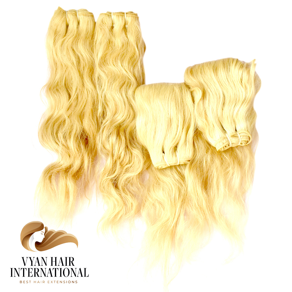 Remy Double Drawn Blonde Tangle Free Hair Extension - Human Hair Type: Indian