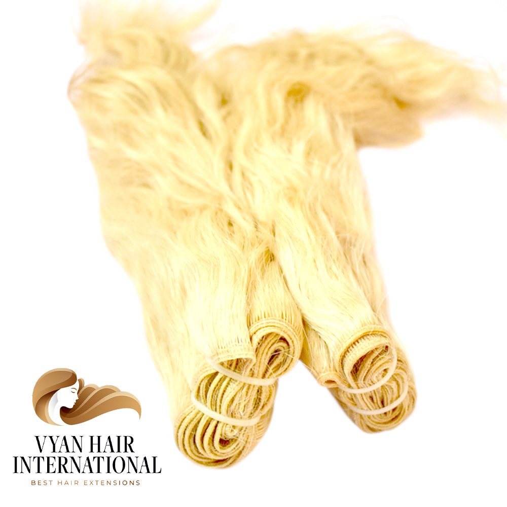 Remy Double Drawn Blonde Tangle Free Hair Extension - Human Hair Type: Indian