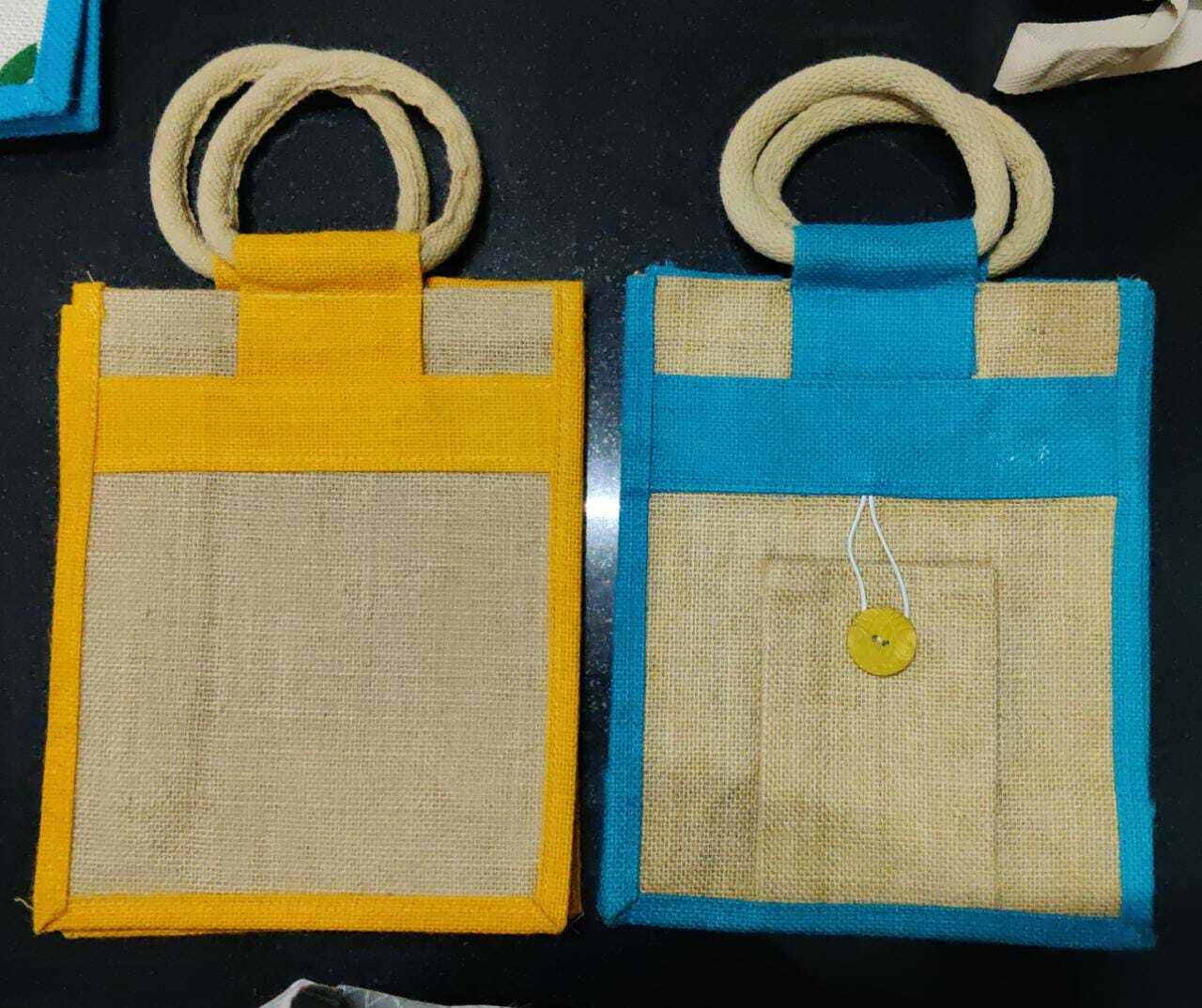 Eco Friendly Jute Bag - Customized Size With Natural & Printed Designs | Jute & Polyester Material, Shoulder Length Handle For Shopping